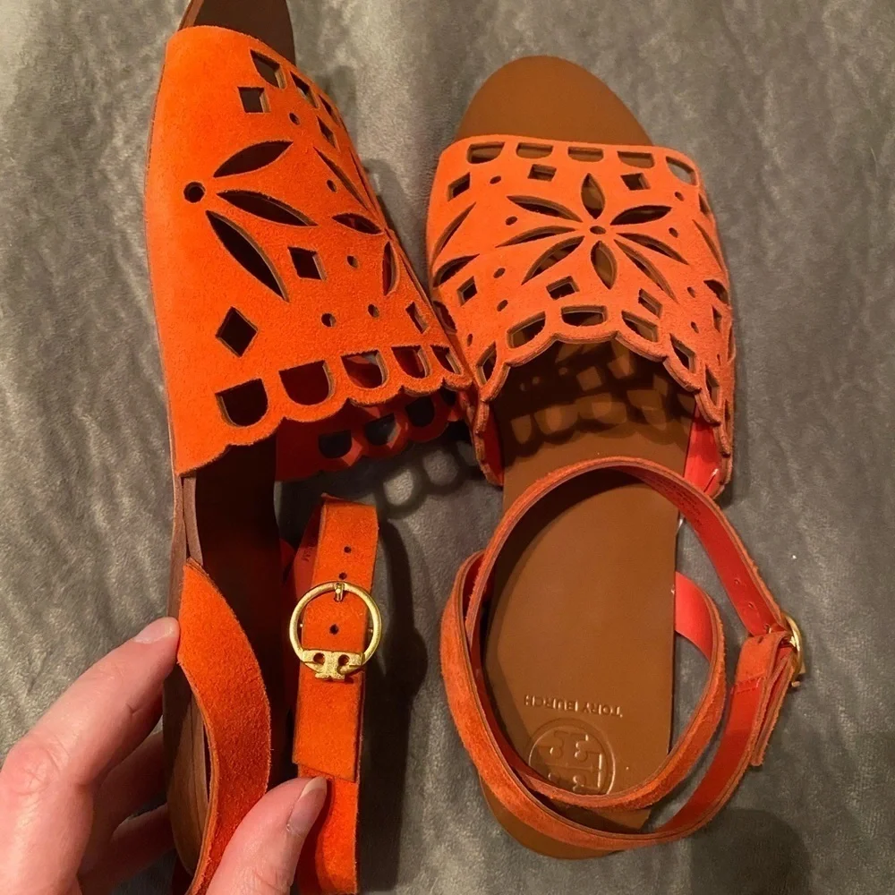 tory burch may perforated ankle strap sandal